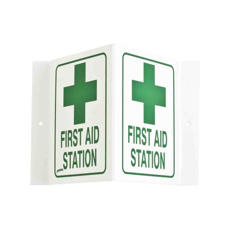 Brady First Aid Station, 9" W x 6" H, Rectangle, Acrylic, V1FS03A V1FS03A